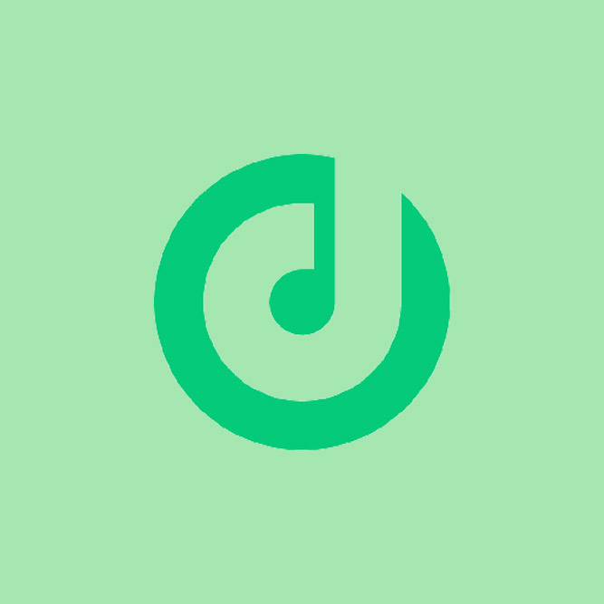Green circular logo with a stylized lowercase d inside on a light green background.